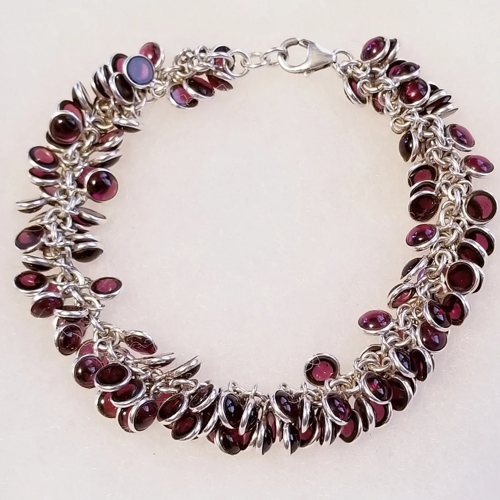 RARE Silpada Sterling Silver & Garnet Cha Cha Bracelet - Picture 5 of 12